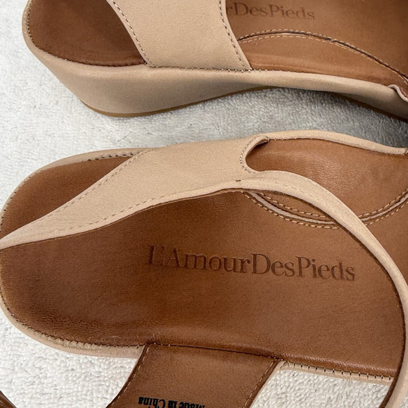 L’amour Des Pieds Casimiro Leather Strappy Wedge Sandals Women’s Size 9 - Picture 3 of 6